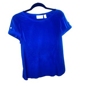 Royal Blue Chico’s Blouse, silver button detail